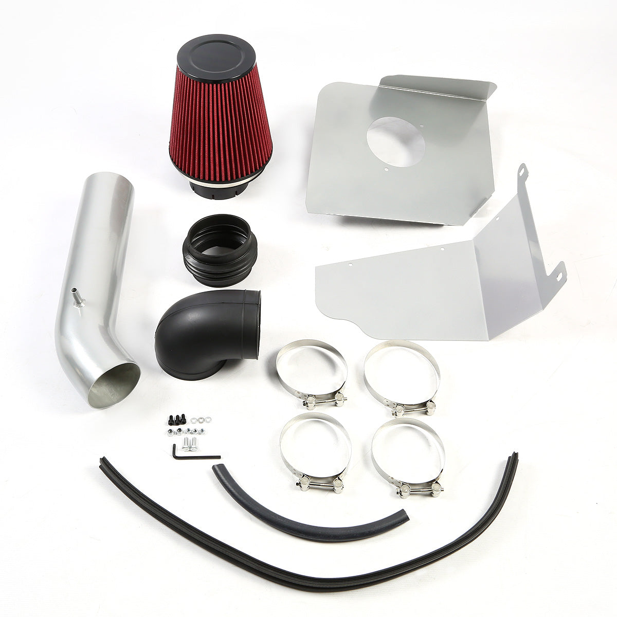 FILTRO DE AIRE ALTO FLUJO HEAT SHIELD - 07-08 YUKON/SEIRRA/TAHOE/SILVERADO/SUBURBAN/AVALANCHE/ESCALADE - ALUMINUM PIPING - SILVER