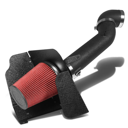 FILTRO DE AIRE ALTO FLUJO HEAT SHIELD - 09-14 CHEVROLET / GMC YUKON / SILVERADO / SIERRA / AVALANCHE V8 - ALUMINUM PIPING - WRINKLE FINISH - BLACK