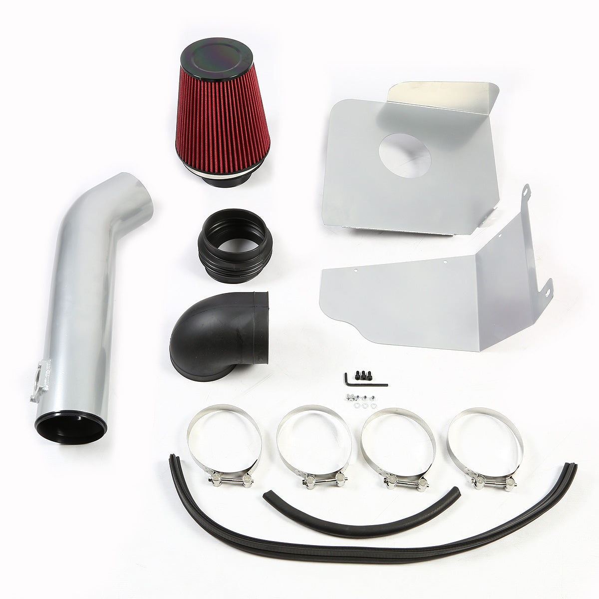FILTRO DE AIRE ALTO FLUJO HEAT SHIELD - 09-14 CHEVROLET / GMC YUKON / SILVERADO / SIERRA / AVALANCHE V8 - ALUMINUM PIPING - SILVER