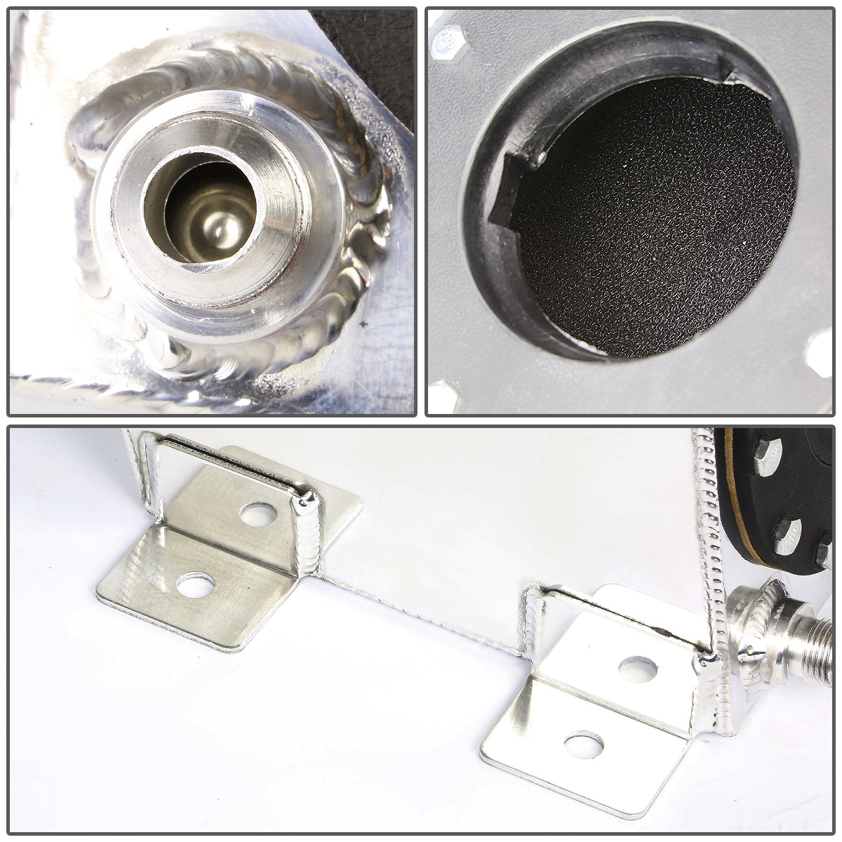 TANQUE DE GASOLINA FUEL CELL - GAS TANK - ALUMINUM - 1-GALLON - BLACK CAP - POLISHED - BOTTOM-FEED