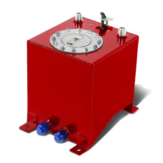 TANQUE DE GASOLINA FUEL CELL - GAS TANK WITH LEVEL SENDER - 2.5 GALLON - ALUMINUM - POLISHED CAP - RED