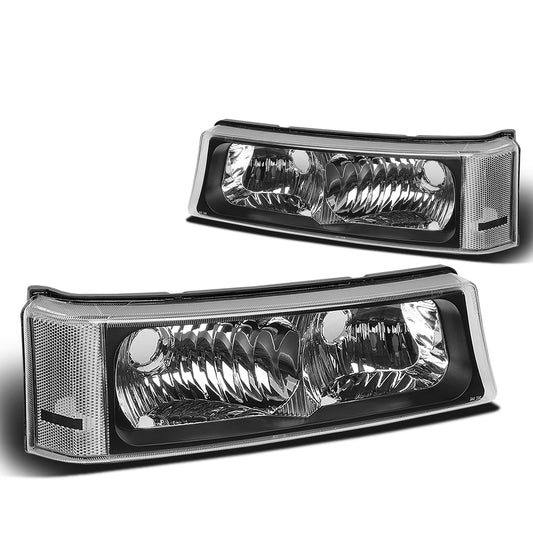 CUARTOS LUZ 03-06 CHEVY AVALANCHE 1500, 2500, SILVERADO 1500, 2500, 3500, 1500 HD, 2500 HD / 2007 SILVERADO 1500, 1500 HD, 2500 HD, 3500 CLASSIC - FITS MODELS WITHOUT FACTORY CLADDING ONLY - 2PC - BLACK / CLEAR CORNER