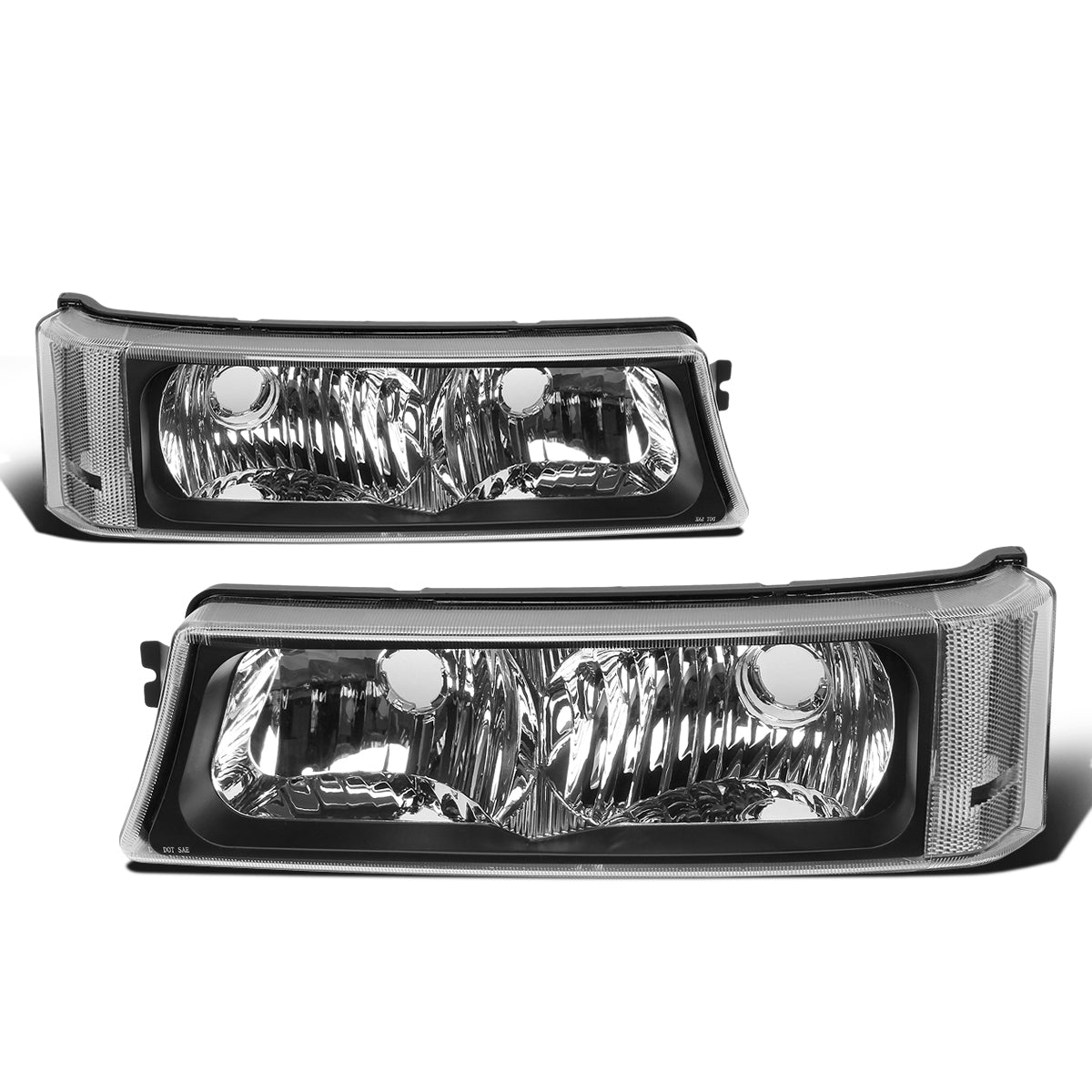 CUARTOS LUZ 03-06 CHEVY AVALANCHE 1500, 2500, SILVERADO 1500, 2500, 3500, 1500 HD, 2500 HD / 2007 SILVERADO 1500, 1500 HD, 2500 HD, 3500 CLASSIC - FITS MODELS WITHOUT FACTORY CLADDING ONLY - 2PC - BLACK / CLEAR CORNER