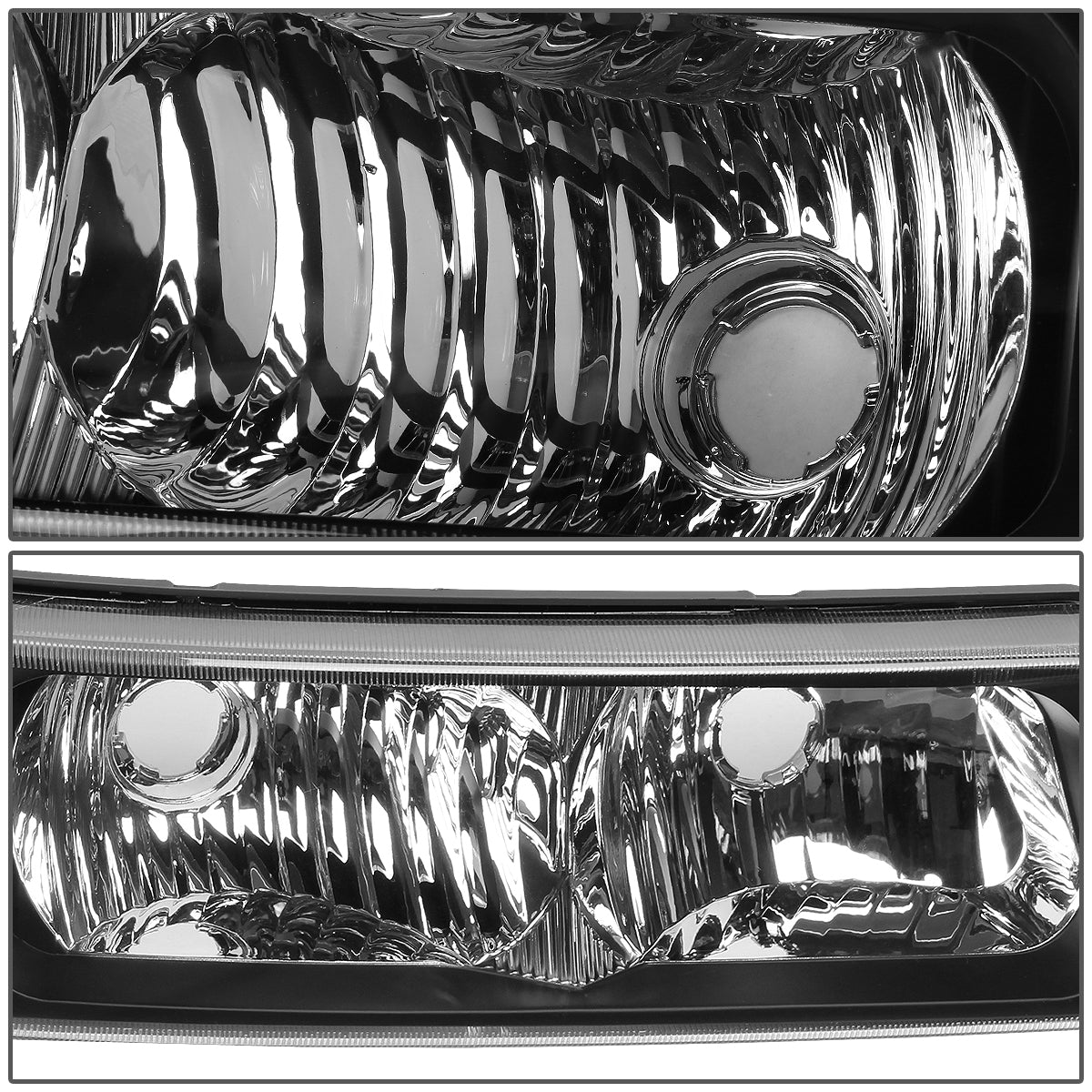 CUARTOS LUZ 03-06 CHEVY AVALANCHE 1500, 2500, SILVERADO 1500, 2500, 3500, 1500 HD, 2500 HD / 2007 SILVERADO 1500, 1500 HD, 2500 HD, 3500 CLASSIC - FITS MODELS WITHOUT FACTORY CLADDING ONLY - 2PC - BLACK / CLEAR CORNER