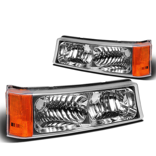 CUARTOS LUZ 03-06 CHEVY AVALANCHE 1500, 2500, SILVERADO 1500, 2500, 3500, 1500 HD, 2500 HD / 2007 SILVERADO 1500, 1500 HD, 2500 HD, 3500 CLASSIC - FITS MODELS WITHOUT FACTORY CLADDING ONLY - 2PC - CHROME / AMBER CORNER