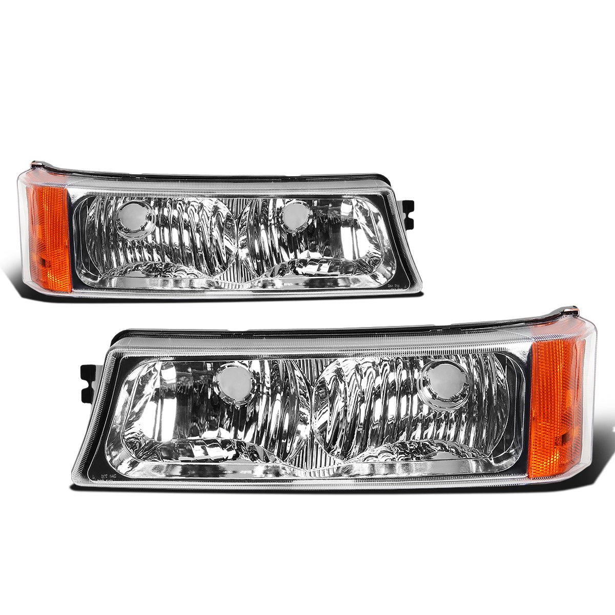 CUARTOS LUZ 03-06 CHEVY AVALANCHE 1500, 2500, SILVERADO 1500, 2500, 3500, 1500 HD, 2500 HD / 2007 SILVERADO 1500, 1500 HD, 2500 HD, 3500 CLASSIC - FITS MODELS WITHOUT FACTORY CLADDING ONLY - 2PC - CHROME / AMBER CORNER