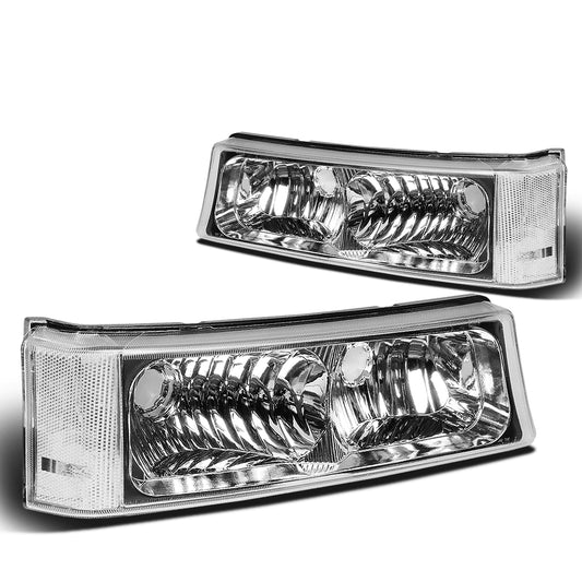 CUARTOS LUZ 03-06 CHEVY AVALANCHE 1500, 2500, SILVERADO 1500, 2500, 3500, 1500 HD, 2500 HD / 2007 SILVERADO 1500, 1500 HD, 2500 HD, 3500 CLASSIC - FITS MODELS WITHOUT FACTORY CLADDING ONLY - 2PC - CHROME / CLEAR CORNER