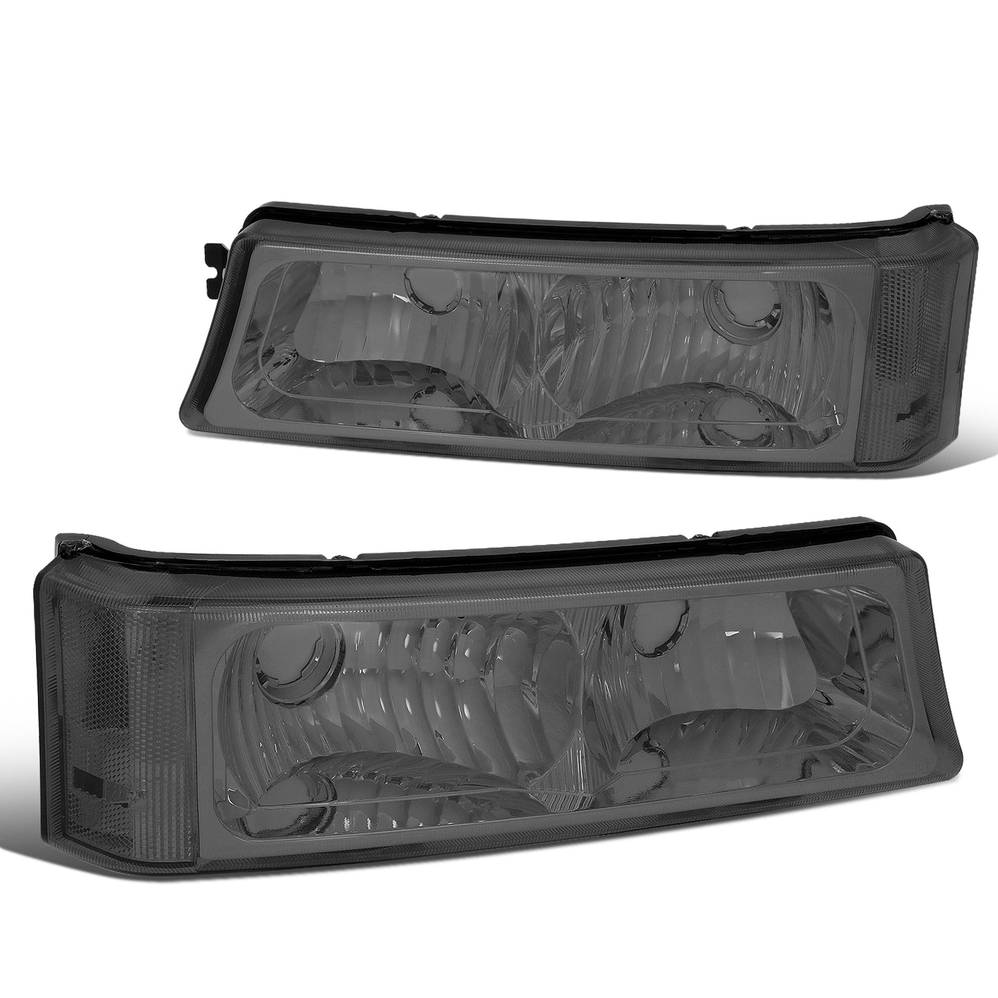 CUARTOS LUZ 03-06 CHEVY AVALANCHE 1500, 2500, SILVERADO 1500, 2500, 3500, 1500 HD, 2500 HD / 2007 SILVERADO 1500, 1500 HD, 2500 HD, 3500 CLASSIC - FITS MODELS WITHOUT FACTORY CLADDING ONLY - 2PC - SMOKE / CLEAR CORNER