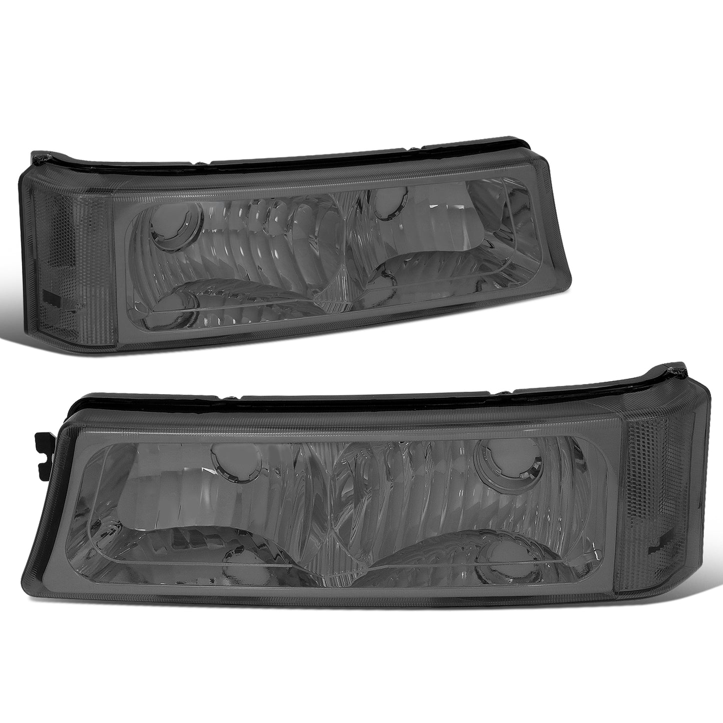 CUARTOS LUZ 03-06 CHEVY AVALANCHE 1500, 2500, SILVERADO 1500, 2500, 3500, 1500 HD, 2500 HD / 2007 SILVERADO 1500, 1500 HD, 2500 HD, 3500 CLASSIC - FITS MODELS WITHOUT FACTORY CLADDING ONLY - 2PC - SMOKE / CLEAR CORNER