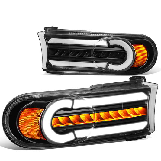 CUARTOS LUZ 07-14 TOYOTA FJ CRUISER - 3D - LED - DRL - 2PC - BLACK HOUSING / AMBER CORNER