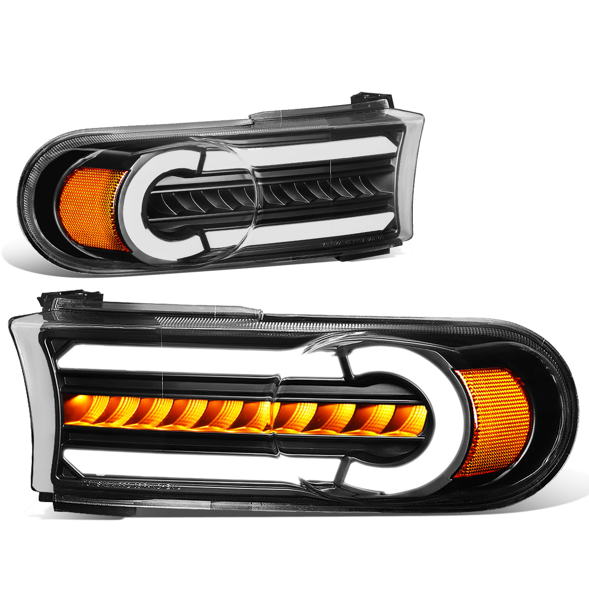 CUARTOS LUZ 07-14 TOYOTA FJ CRUISER - 3D - LED - DRL - 2PC - BLACK HOUSING / AMBER CORNER