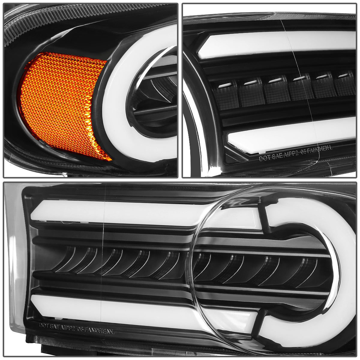 CUARTOS LUZ 07-14 TOYOTA FJ CRUISER - 3D - LED - DRL - 2PC - BLACK HOUSING / AMBER CORNER