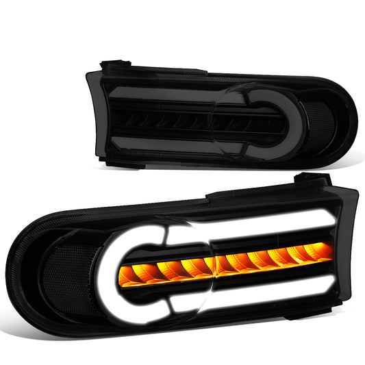 CUARTOS LUZ 07-14 TOYOTA FJ CRUISER - 3D - LED - DRL - 2PC - BLACK HOUSING / SMOKE LENS / CLEAR CORNER