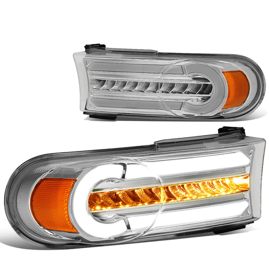 CUARTOS LUZ 07-14 TOYOTA FJ CRUISER - 3D - LED - DRL - 2PC - CHROME HOUSING / AMBER CORNER