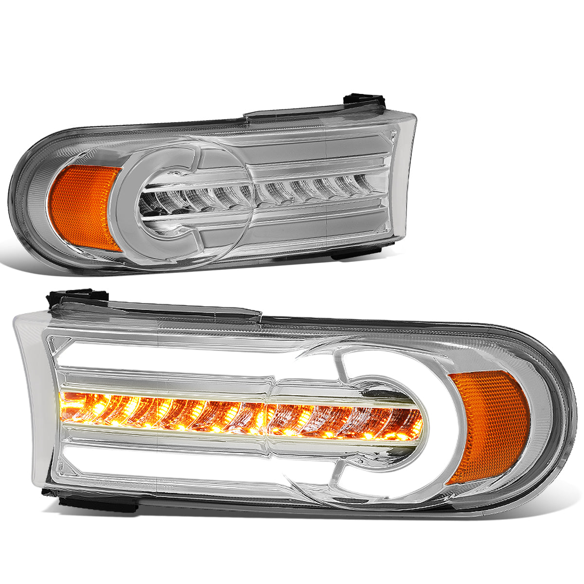 CUARTOS LUZ 07-14 TOYOTA FJ CRUISER - 3D - LED - DRL - 2PC - CHROME HOUSING / AMBER CORNER