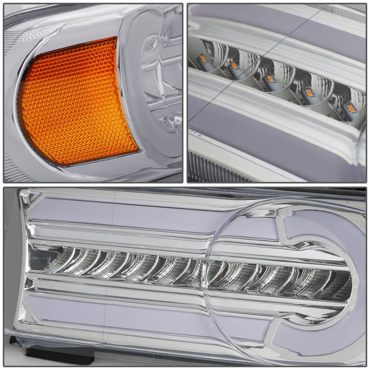 CUARTOS LUZ 07-14 TOYOTA FJ CRUISER - 3D - LED - DRL - 2PC - CHROME HOUSING / AMBER CORNER