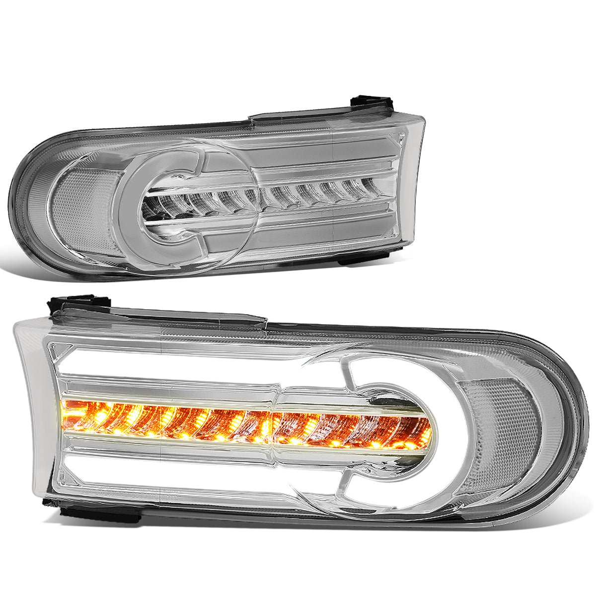 CUARTOS LUZ 07-14 TOYOTA FJ CRUISER - 3D - LED - DRL - 2PC - CHROME HOUSING / CLEAR CORNER