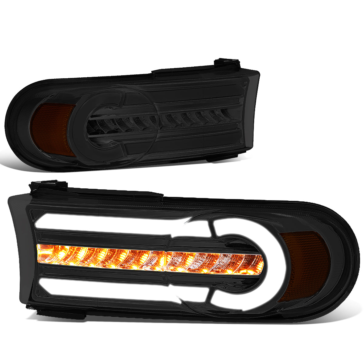 CUARTOS LUZ 07-14 TOYOTA FJ CRUISER - 3D - LED - DRL - 2PC - CHROME HOUSING / SMOKE LENS / AMBER CORNER