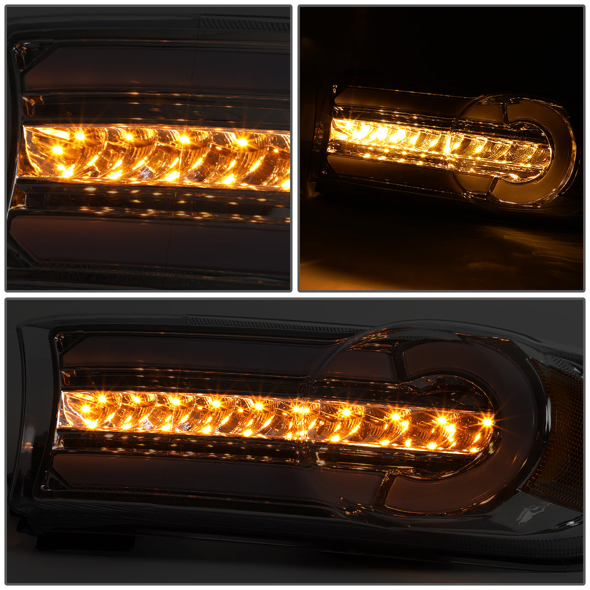 CUARTOS LUZ 07-14 TOYOTA FJ CRUISER - 3D - LED - DRL - 2PC - CHROME HOUSING / SMOKE LENS / AMBER CORNER