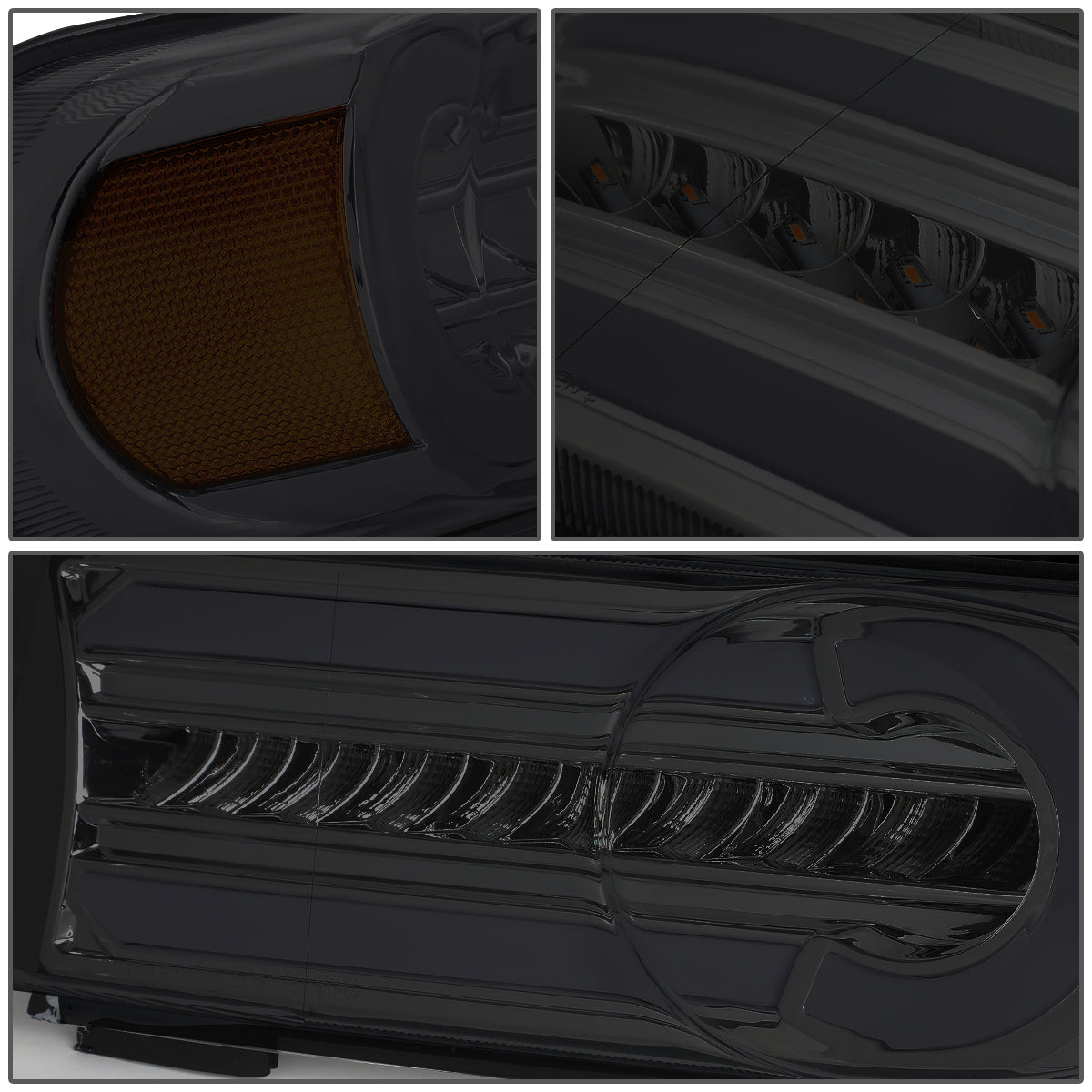 CUARTOS LUZ 07-14 TOYOTA FJ CRUISER - 3D - LED - DRL - 2PC - CHROME HOUSING / SMOKE LENS / AMBER CORNER