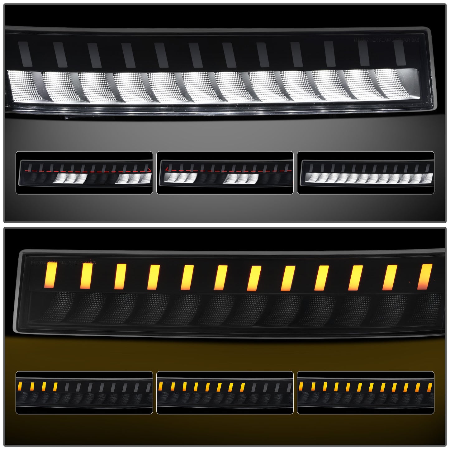 CUARTOS LUZ CHEVROLET EXPRESS 1500 2003-2014 / CHEVROLET EXPRESS 2500 2003-2023 / CHEVROLET EXPRESS 3500 2003-2023 / GMC SAVANA 1500 2003-2014 / GMC SAVANA 2500 2003-2023 / GMC SAVANA 3500 2003-2023 - FULL LED RUNNING / TURN SIGNAL LIGHT - BLACK HOUSING /