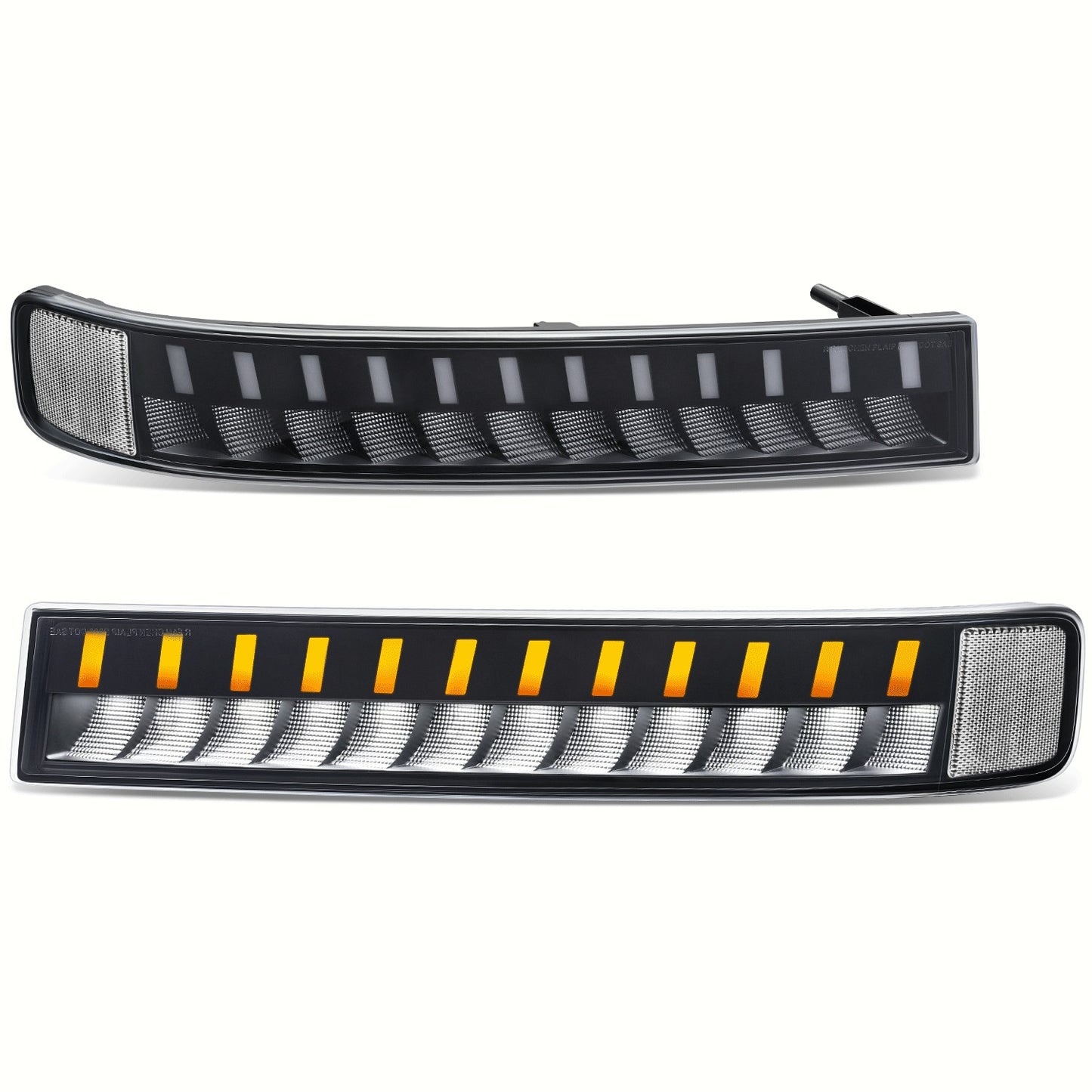 CUARTOS LUZ CHEVROLET EXPRESS 1500 2003-2014 / CHEVROLET EXPRESS 2500 2003-2023 / CHEVROLET EXPRESS 3500 2003-2023 / GMC SAVANA 1500 2003-2014 / GMC SAVANA 2500 2003-2023 / GMC SAVANA 3500 2003-2023 - FULL LED RUNNING / TURN SIGNAL LIGHT - BLACK HOUSING /