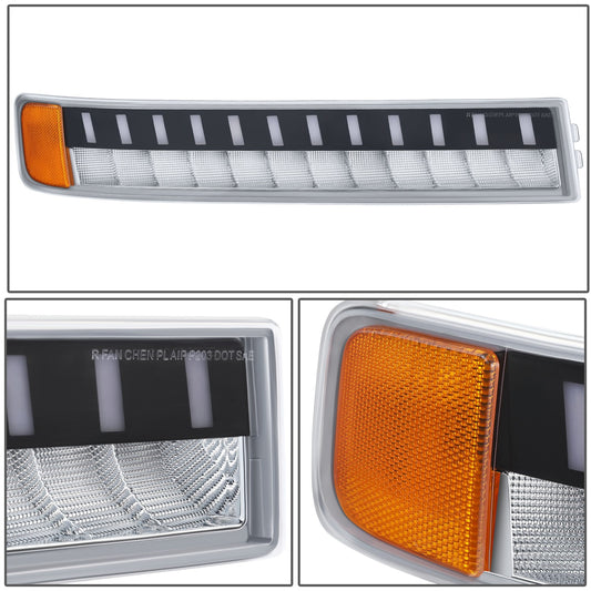 CUARTOS LUZ CHEVROLET EXPRESS 1500 2003-2014 / CHEVROLET EXPRESS 2500 2003-2023 / CHEVROLET EXPRESS 3500 2003-2023 / GMC SAVANA 1500 2003-2014 / GMC SAVANA 2500 2003-2023 / GMC SAVANA 3500 2003-2023 - FULL LED RUNNING / TURN SIGNAL LIGHT - CHROME HOUSING