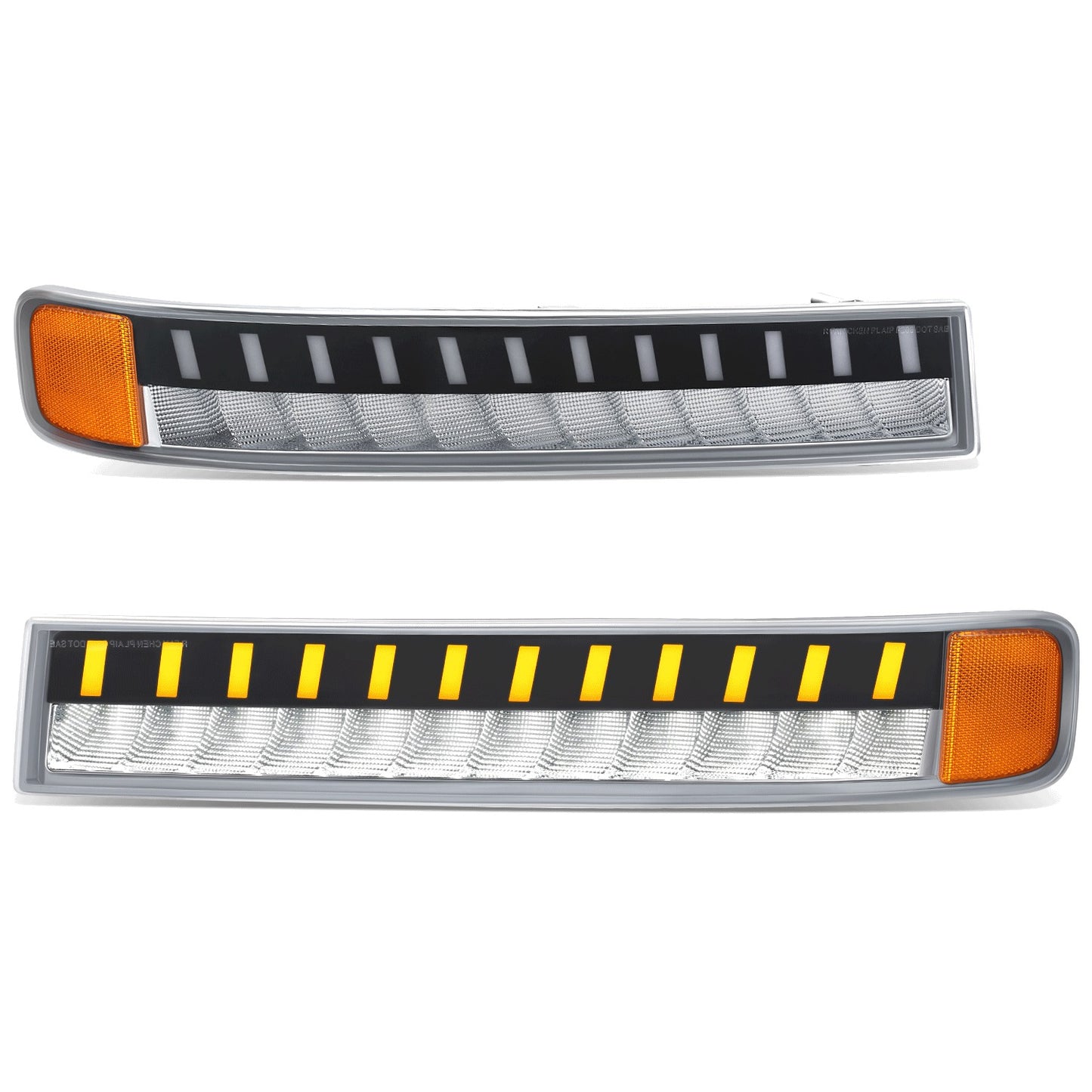 CUARTOS LUZ CHEVROLET EXPRESS 1500 2003-2014 / CHEVROLET EXPRESS 2500 2003-2023 / CHEVROLET EXPRESS 3500 2003-2023 / GMC SAVANA 1500 2003-2014 / GMC SAVANA 2500 2003-2023 / GMC SAVANA 3500 2003-2023 - FULL LED RUNNING / TURN SIGNAL LIGHT - CHROME HOUSING