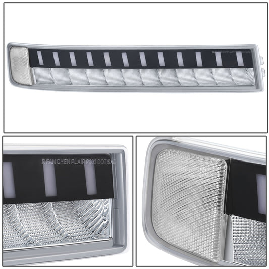 CUARTOS LUZ CHEVROLET EXPRESS 1500 2003-2014 / CHEVROLET EXPRESS 2500 2003-2023 / CHEVROLET EXPRESS 3500 2003-2023 / GMC SAVANA 1500 2003-2014 / GMC SAVANA 2500 2003-2023 / GMC SAVANA 3500 2003-2023 - FULL LED RUNNING / TURN SIGNAL LIGHT - CHROME HOUSING