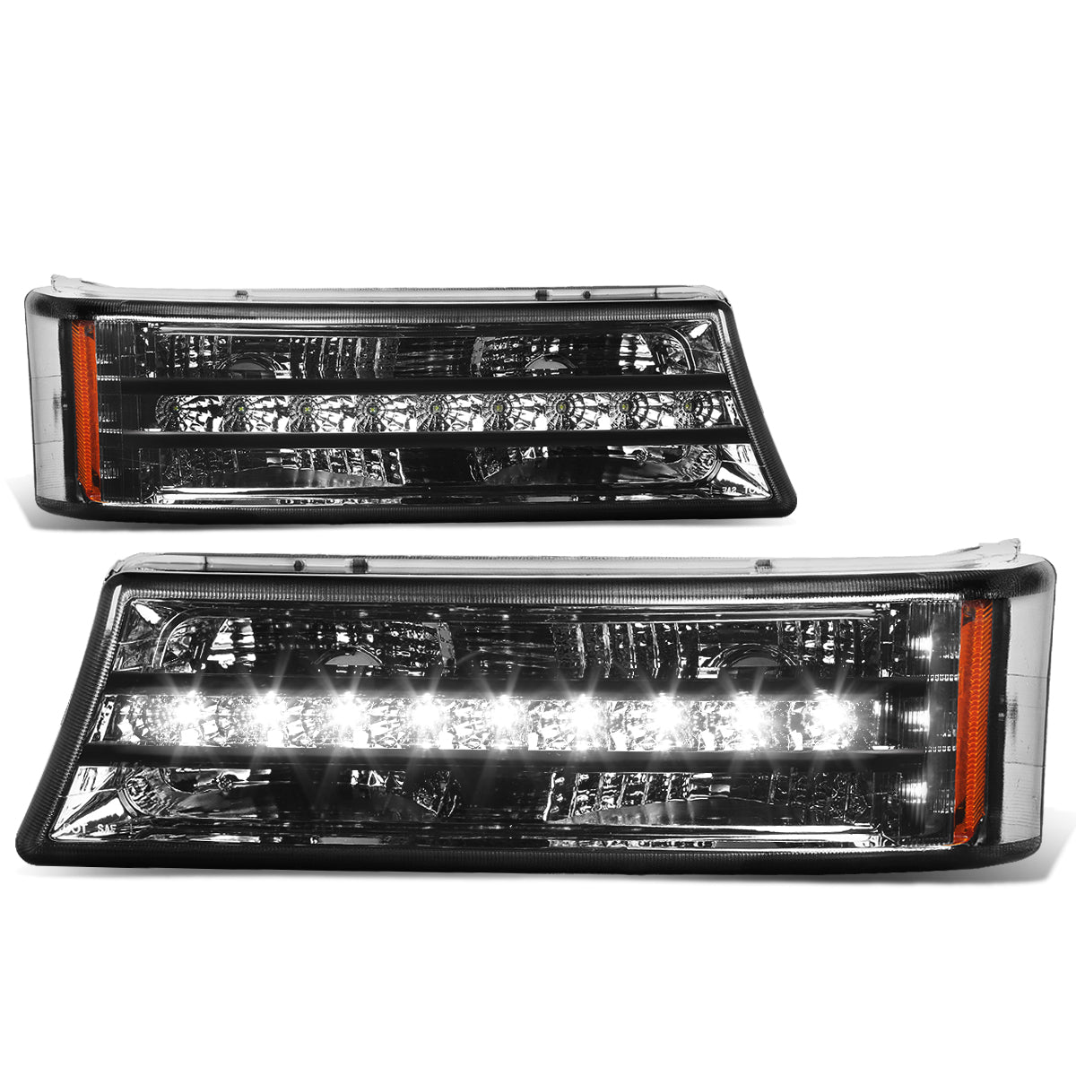 CUARTOS LUZ 03-06 CHEVY SILVERADO 1500 , 2500 , 3500 , HD MODELS, CHEVY AVALANCHE - LED DRL - FITS AVALANCHE MODELS W/O BODY CLADDING - SMOKE HOUSING / AMBER CORNER