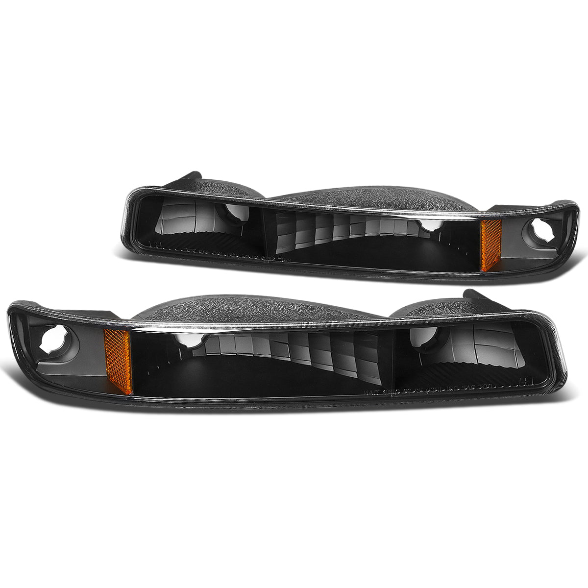 CUARTOS LUZ 99-06 GMC SIERRA 1500, 2500, 3500 AND HD MODELS / 2007 SIERRA 1500, 2500, 3500 AND HD MODELS CLASSIC ONLY / 00-06 YUKON 1500, 2500 - DOES NOT FIT C3 OR DENALI MODELS - 2PC - BLACK / AMBER CORNER