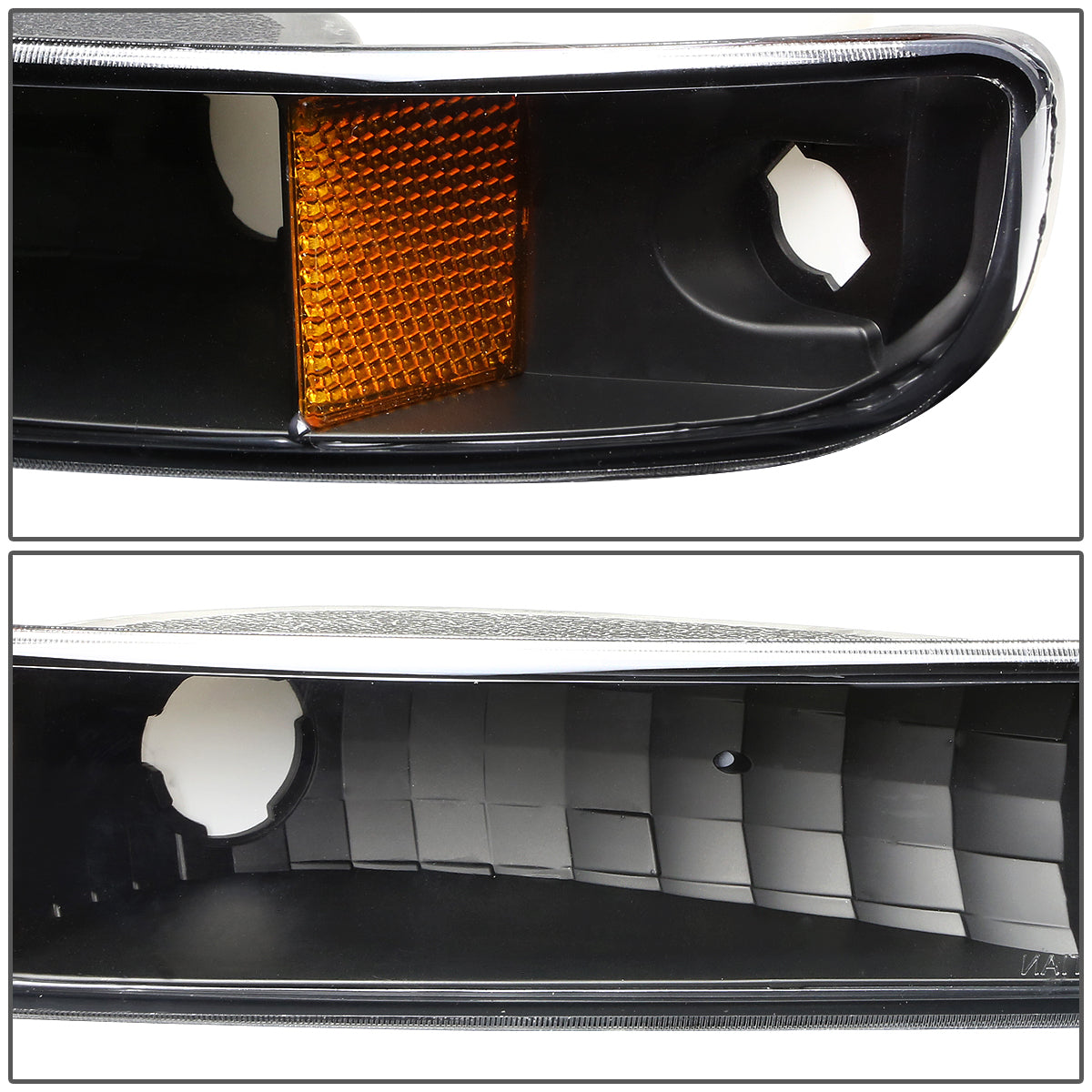 CUARTOS LUZ 99-06 GMC SIERRA 1500, 2500, 3500 AND HD MODELS / 2007 SIERRA 1500, 2500, 3500 AND HD MODELS CLASSIC ONLY / 00-06 YUKON 1500, 2500 - DOES NOT FIT C3 OR DENALI MODELS - 2PC - BLACK / AMBER CORNER