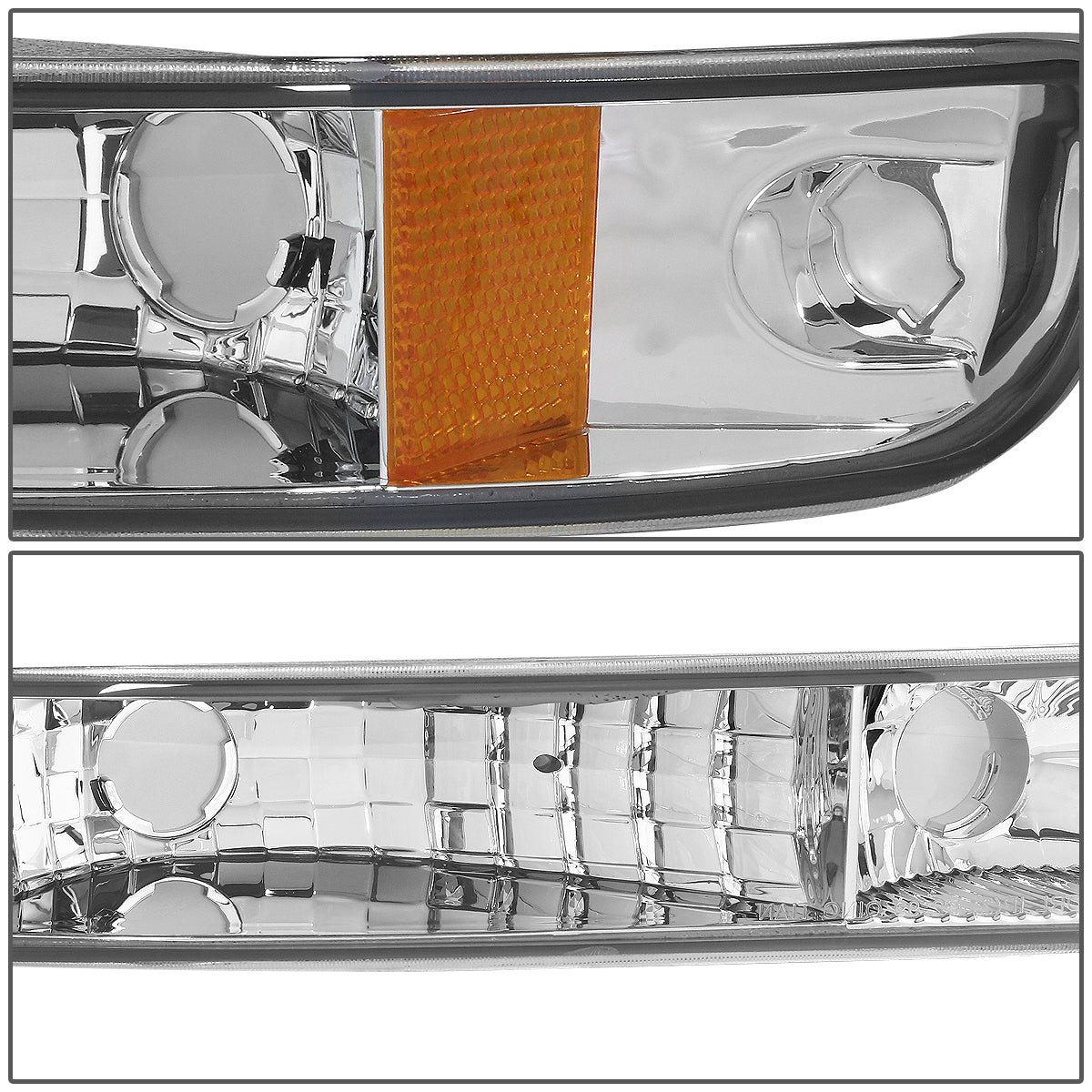 CUARTOS LUZ 99-06 GMC SIERRA 1500, 2500, 3500 AND HD MODELS / 2007 SIERRA 1500, 2500, 3500 AND HD MODELS CLASSIC ONLY / 00-06 YUKON 1500, 2500 - DOES NOT FIT C3 OR DENALI MODELS - 2PC - CHROME / AMBER CORNER