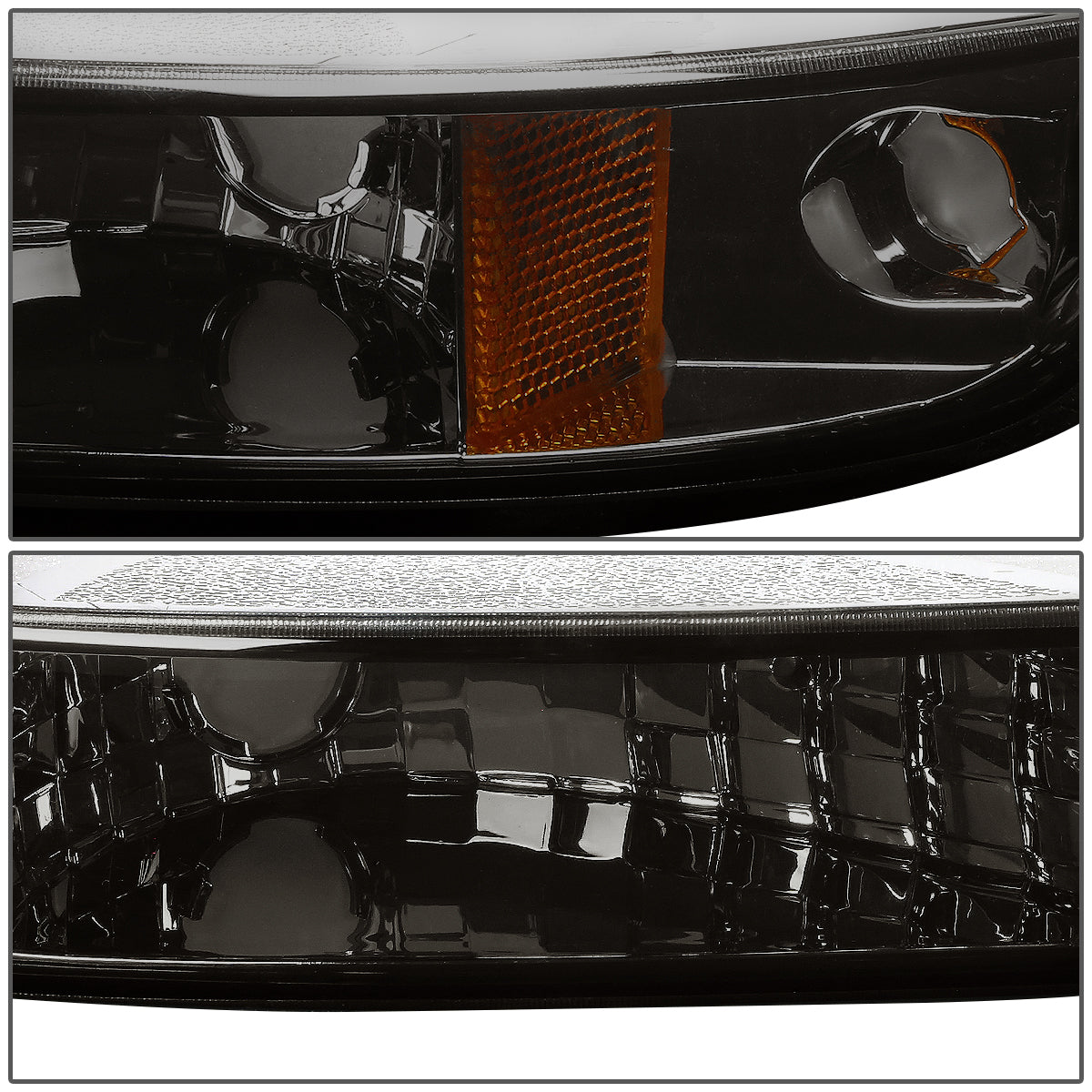 CUARTOS LUZ 99-06 GMC SIERRA 1500, 2500, 3500 AND HD MODELS / 2007 SIERRA 1500, 2500, 3500 AND HD MODELS CLASSIC ONLY / 00-06 YUKON 1500, 2500 - DOES NOT FIT C3 OR DENALI MODELS - 2PC - SMOKE / AMBER CORNER