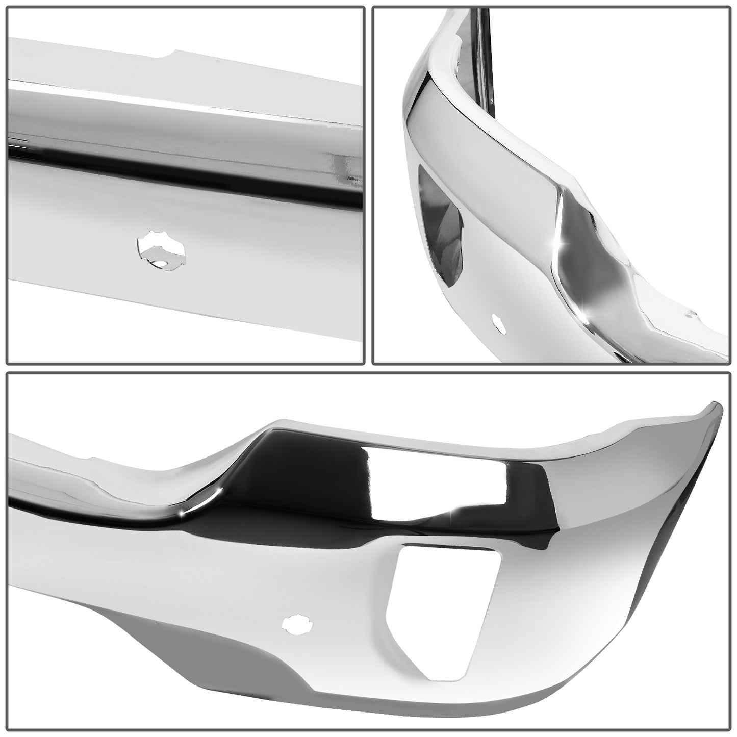 DEFENSA 16-18 CHEVY SILVERADO 1500 FRONT BUMPER FACE BAR - W/ FOG LIGHT CUT OUT, W/ SENSOR HOLE, CHROME