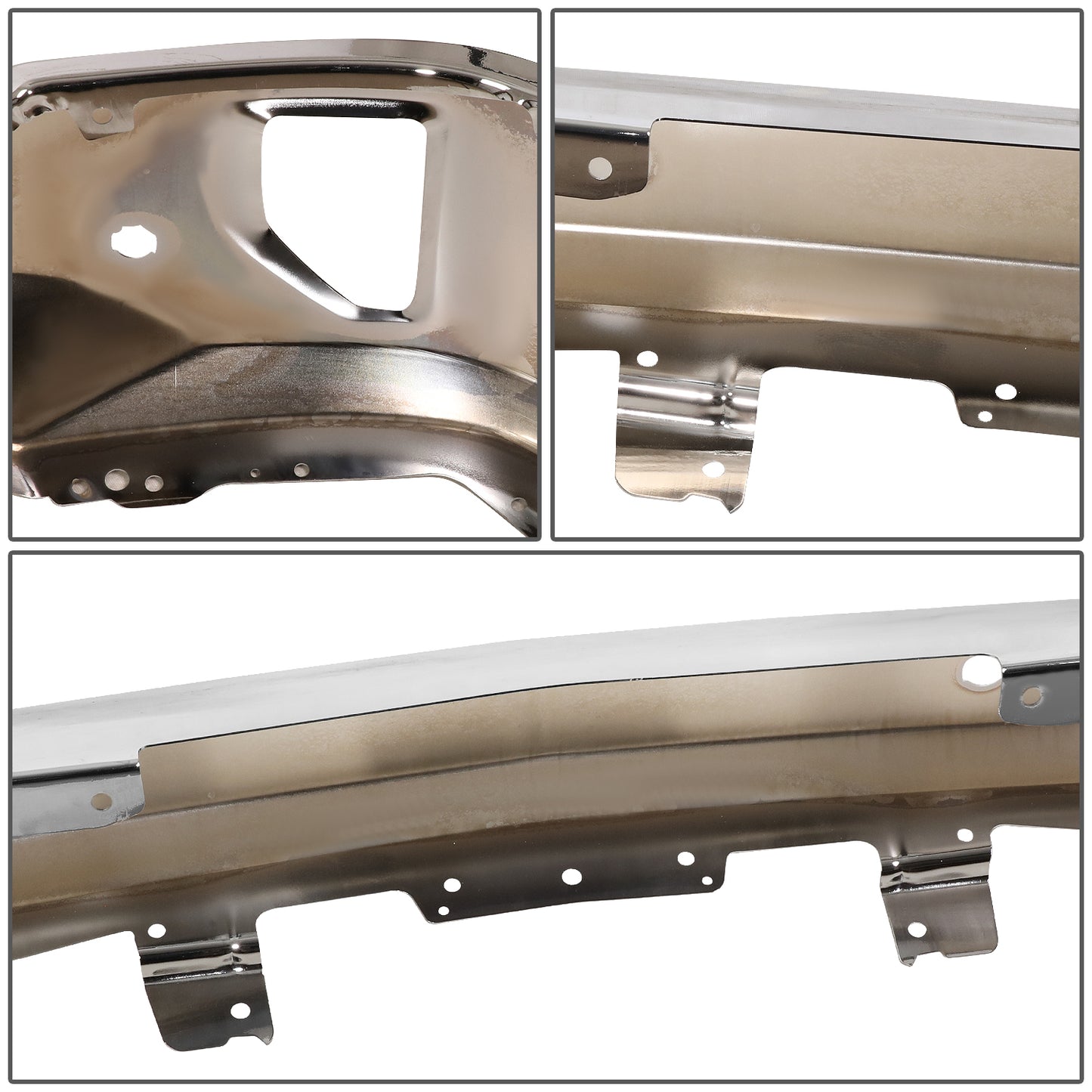DEFENSA 16-18 CHEVY SILVERADO 1500 FRONT BUMPER FACE BAR - W/ FOG LIGHT CUT OUT, W/ SENSOR HOLE, CHROME