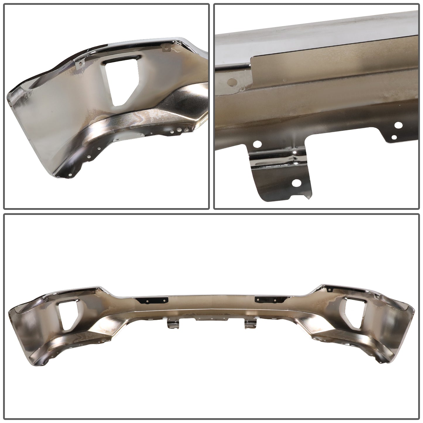 DEFENSA 16-18 CHEVROLET SILVERADO 1500 / 19 CHEVROLET SILVERADO 1500 LD - WITHOUT PARKING SENSOR HOLES & WITH FOG LIGHT CUTOUTS - CHROME
