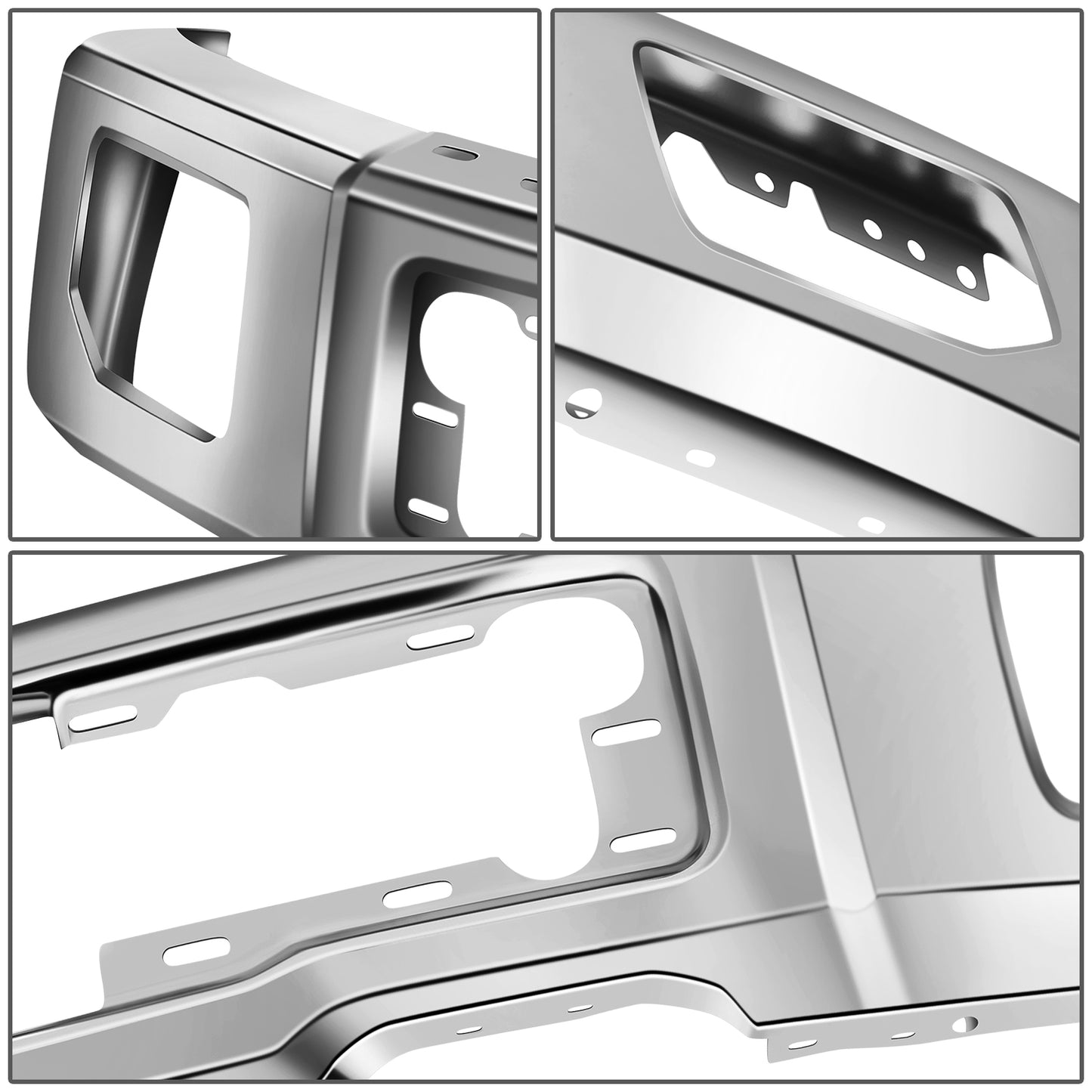 DEFENSA 15-17 FORD F-150, FITS MODELS W/O END CAPS; W/ FOG LAMPS - CHROME
