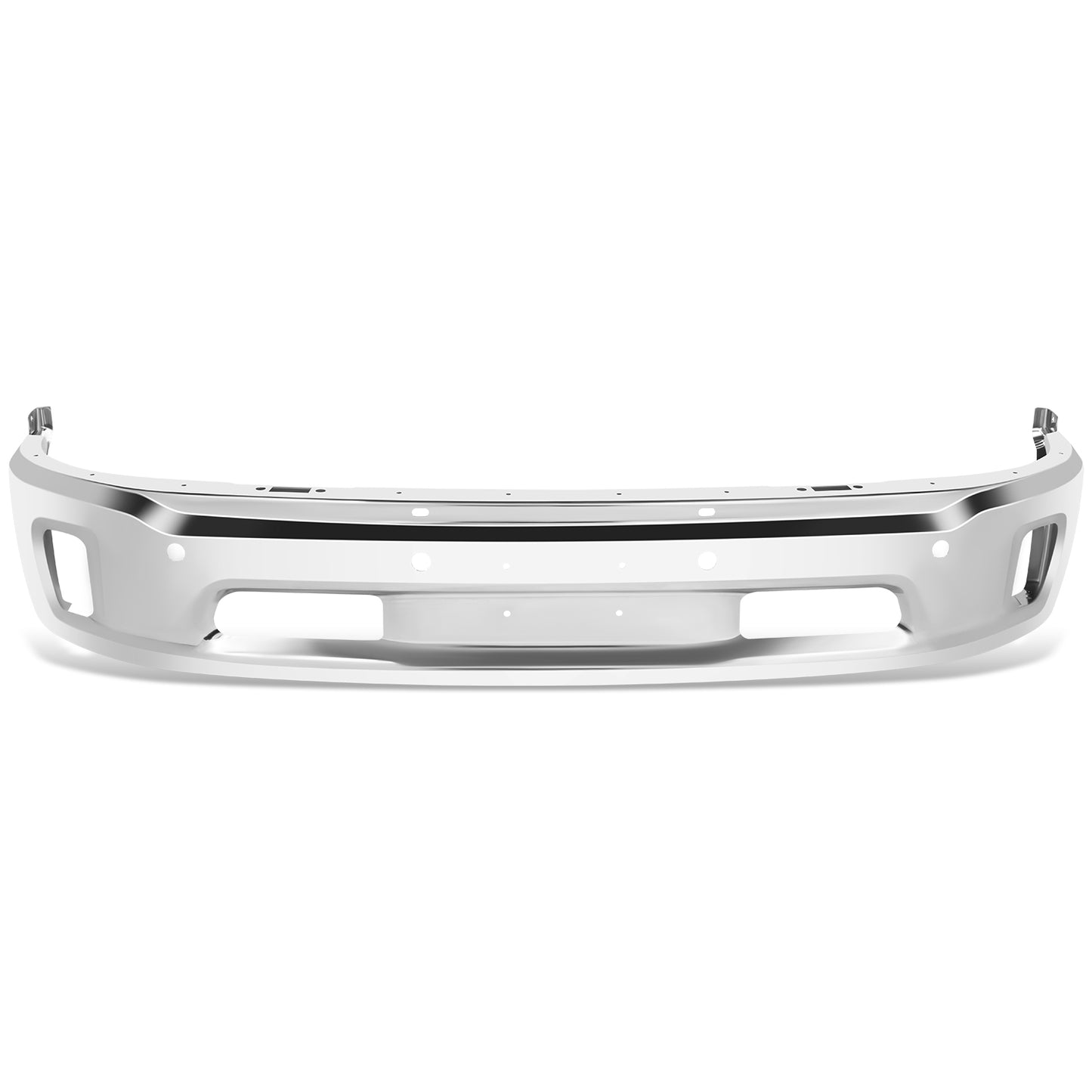 DEFENSA 14-18 RAM 1500 / 19-23 RAM 1500 CLASSIC, WITH PARKING SENSOR HOLES; WITH FOG LIGHT CUTOUTS - CHROME