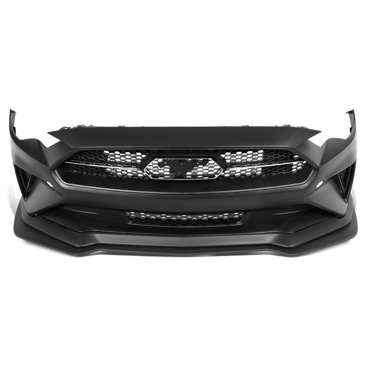 DEFENSA 18-20 FORD MUSTANG GT, ECOBOOST - WITH UPPER, LOWER HONEYCOMB MESH GRILLE - INCLUDES CHIN LIP SPOILER SPLITTER - BLACK
