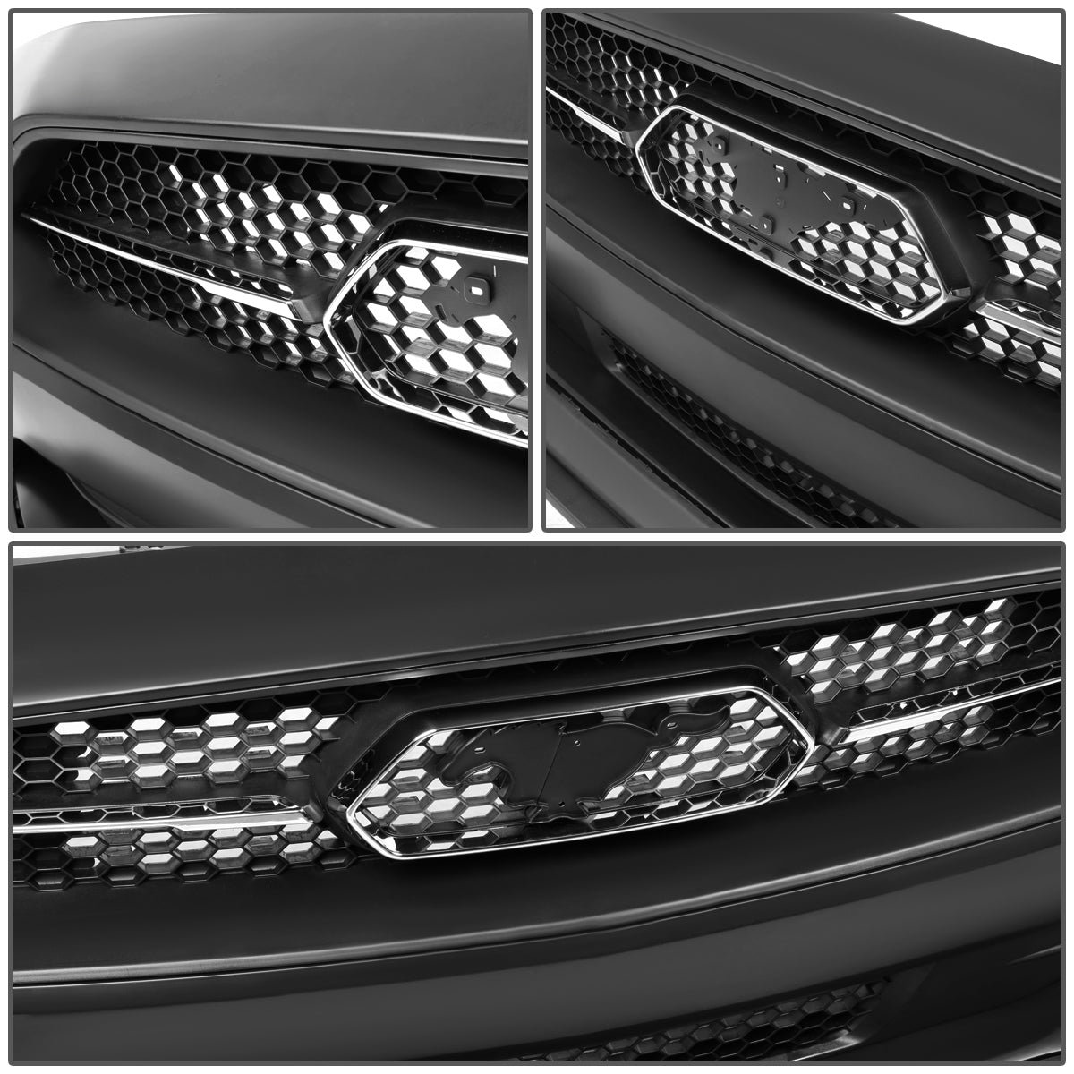 DEFENSA 18-20 FORD MUSTANG GT, ECOBOOST - WITH UPPER, LOWER HONEYCOMB MESH GRILLE - INCLUDES CHIN LIP SPOILER SPLITTER - BLACK