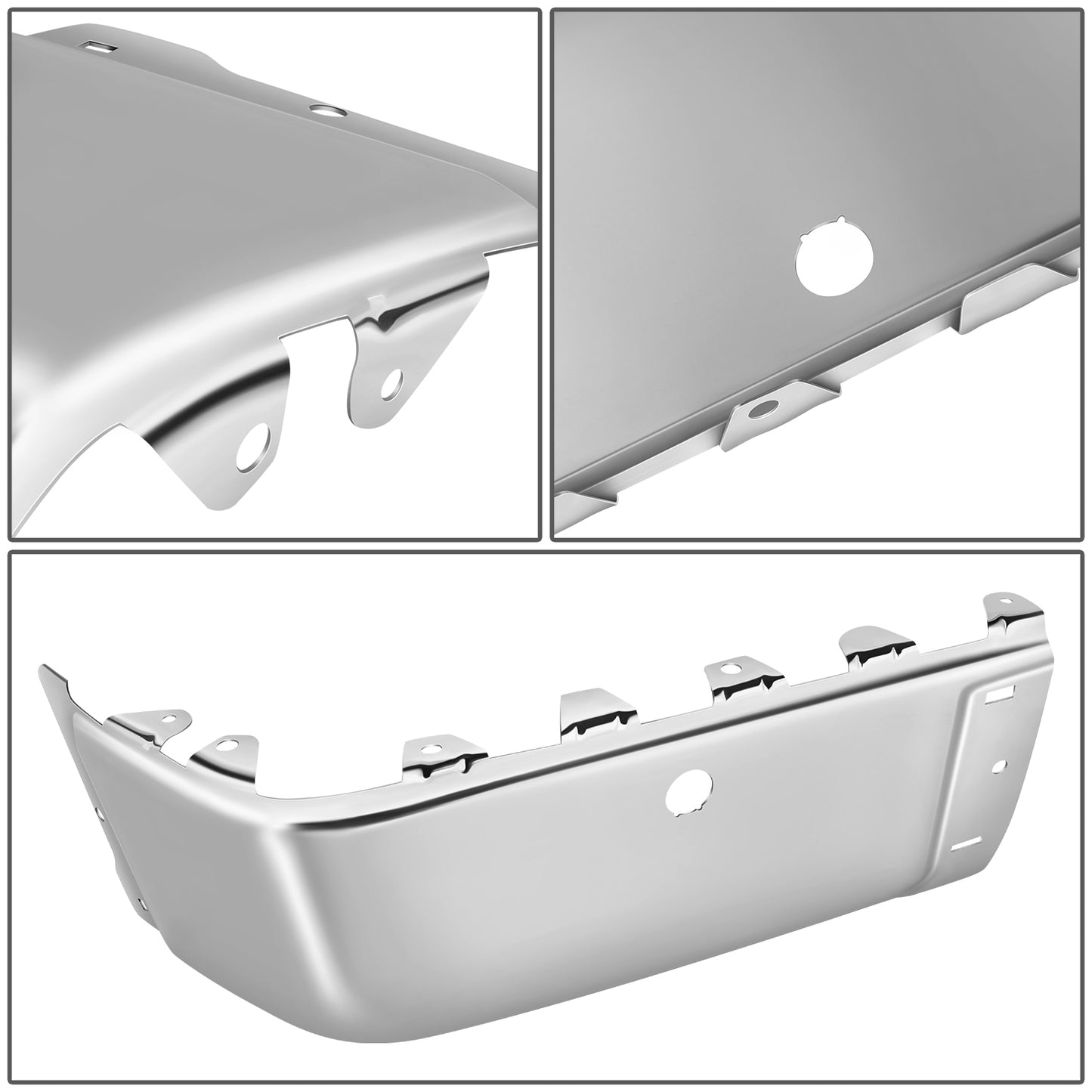 DEFENSA 07-13 CHEVROLET SILVERADO 1500 / GMC SIERRA 1500, 07-14 CHEVROLET SILVERADO 2500 HD, 3500 HD / GMC SIERRA 2500 HD 3500 HD, FITS FLEETSIDE MODELS ONLY WITH PARKING SENSOR HOLES - CHROME