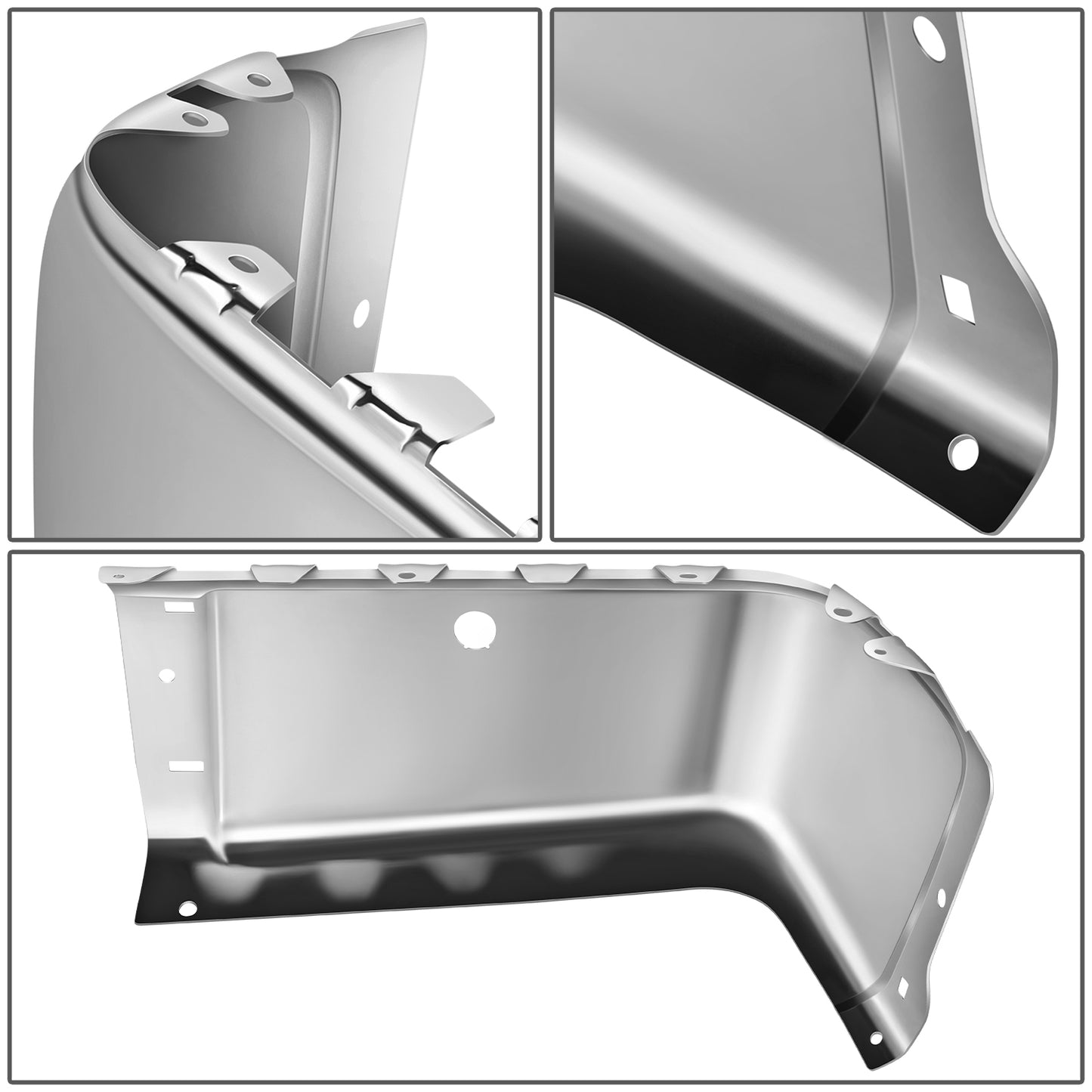 DEFENSA 07-13 CHEVROLET SILVERADO 1500 / GMC SIERRA 1500, 07-14 CHEVROLET SILVERADO 2500 HD, 3500 HD / GMC SIERRA 2500 HD 3500 HD, FITS FLEETSIDE MODELS ONLY WITH PARKING SENSOR HOLES - CHROME - LEFT