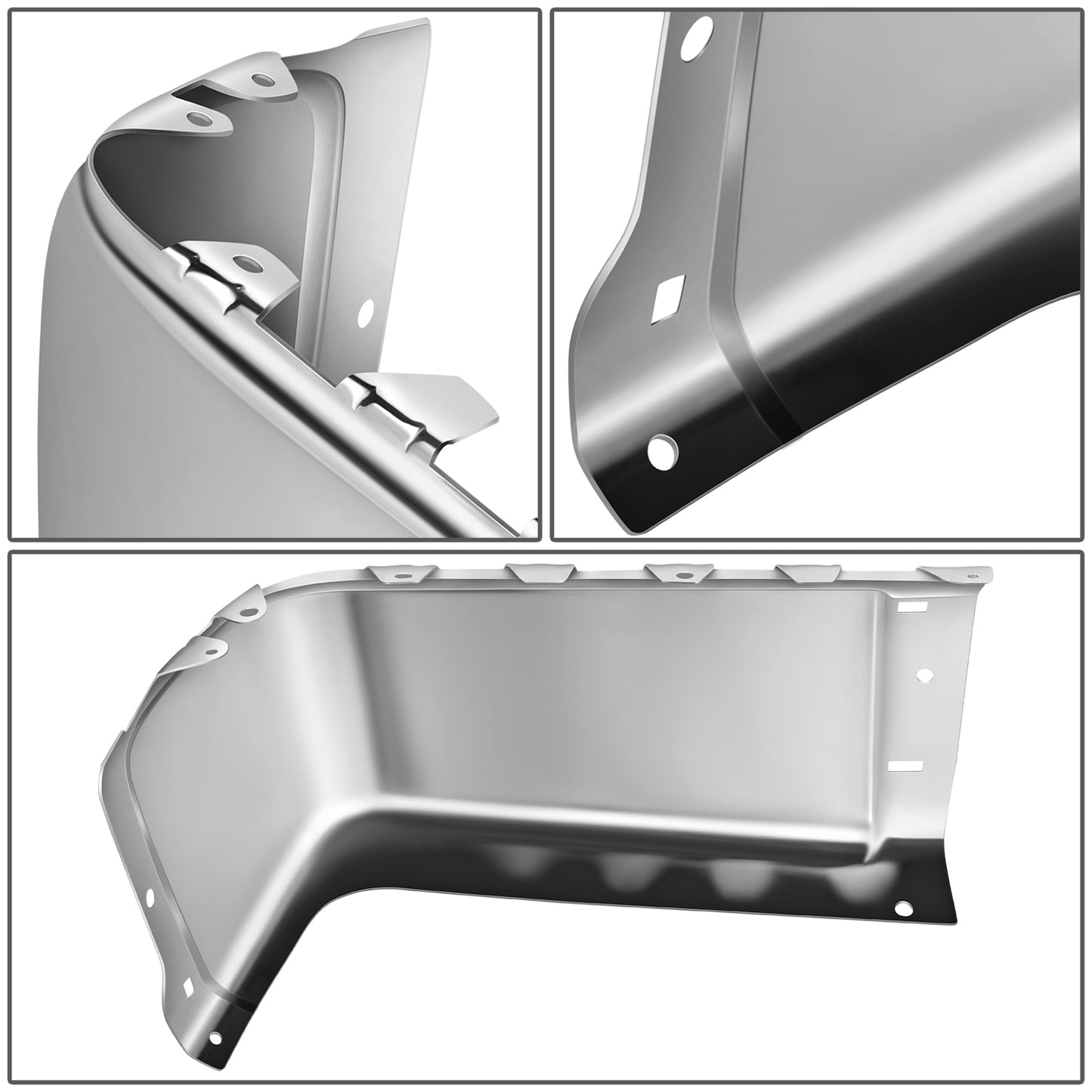 DEFENSA 07-13 CHEVROLET SILVERADO 1500 / GMC SIERRA 1500, 07-14 CHEVROLET SILVERADO 2500 HD, 3500 HD / GMC SIERRA 2500 HD 3500 HD, FITS FLEETSIDE MODELS ONLY WITHOUT PARKING SENSOR HOLES - CHROME