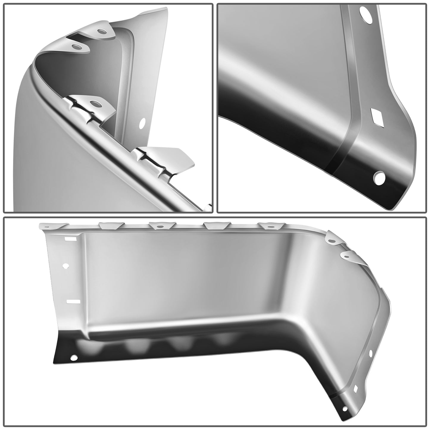 DEFENSA 07-13 CHEVROLET SILVERADO 1500 / GMC SIERRA 1500, 07-14 CHEVROLET SILVERADO 2500 HD, 3500 HD / GMC SIERRA 2500 HD 3500 HD, FITS FLEETSIDE MODELS ONLY WITHOUT PARKING SENSOR HOLES - CHROME- LEFT