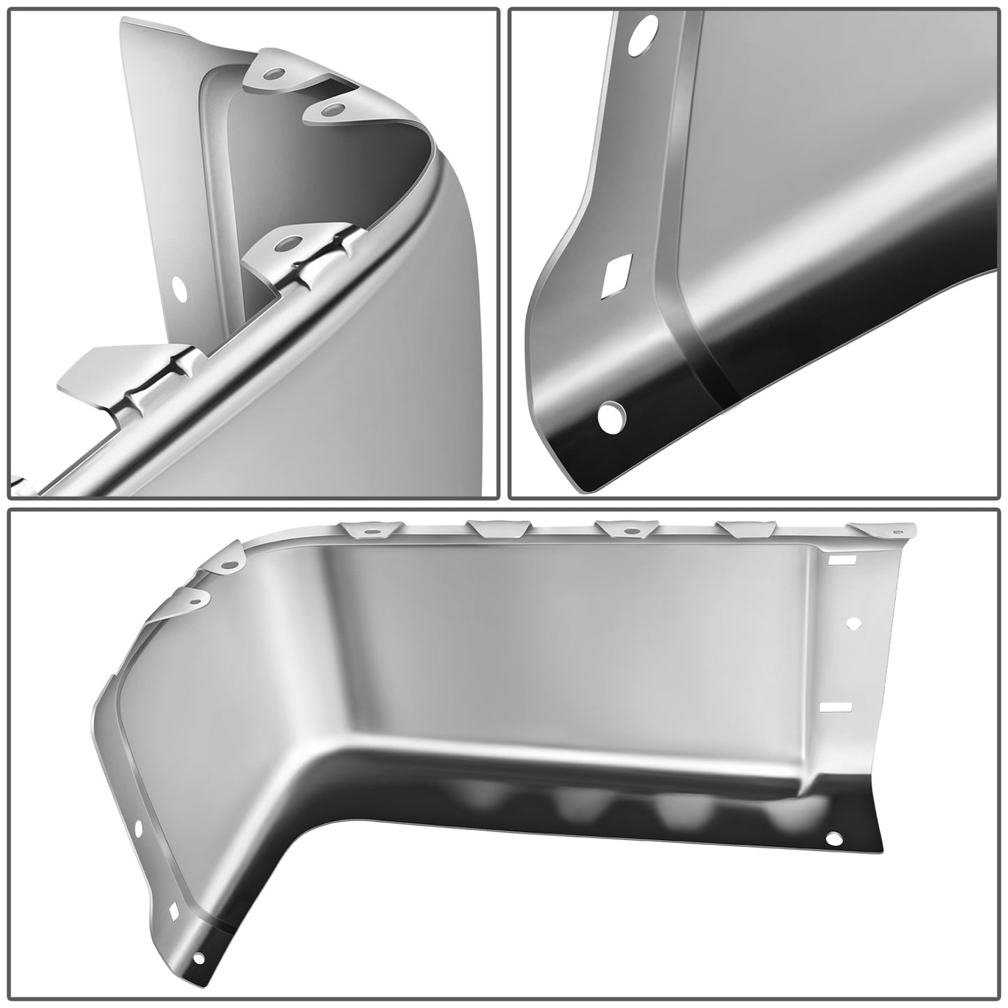 DEFENSA 2007-2013 CHEVROLET SILVERADO 1500 / GMC SIERRA 1500, 2007-2014 CHEVROLET SILVERADO 2500 HD, 3500 HD / GMC SIERRA 2500 HD 3500 HD, FITS FLEETSIDE MODELS ONLY WITHOUT PARKING SENSOR HOLES - CHRIROME -