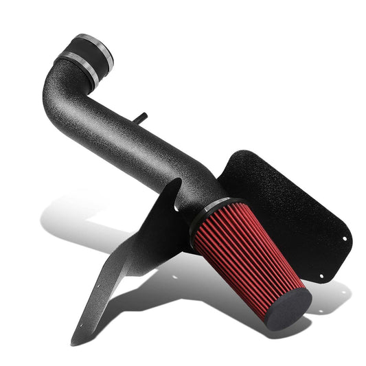 FILTRO DE AIRE DE ALTO FLUJO HEAT SHIELD - 99-04 JEEP GRAND CHEROKEE - RED FILTER - FITS MODELS W/ 4.7L V8 ENGINE ONLY - BLACK WRINKLE FINISH PIPING