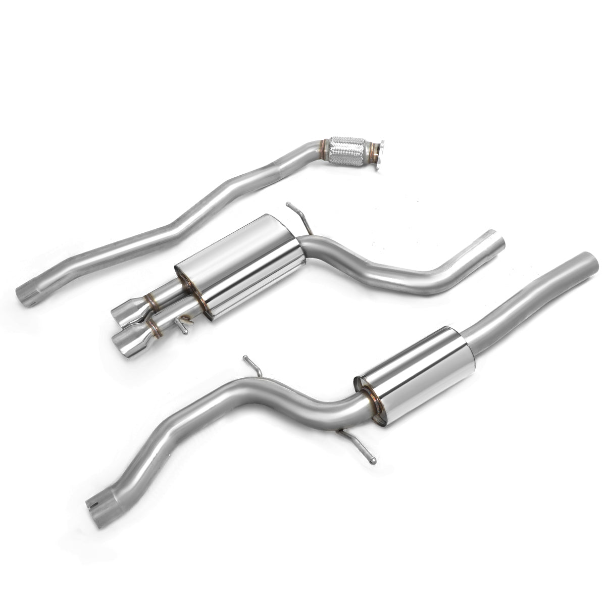 TUBERIA CATBACK CATBACK - 09-16 AUDI S4 SEDAN / BREAK 2.0L TURBO FWD - DUAL ROLLED TIP - STAINLESS STEEL