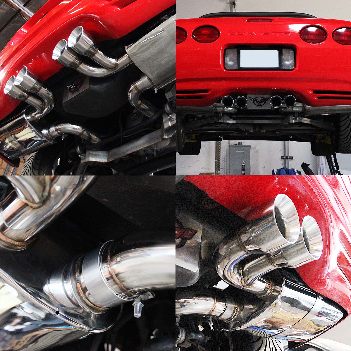 TUBERIA CATBACK CATBACK - 97-04 CORVETTE C5/Z06 LS1/6 - QUAD ROLLED TIP - STAINLESS STEEL