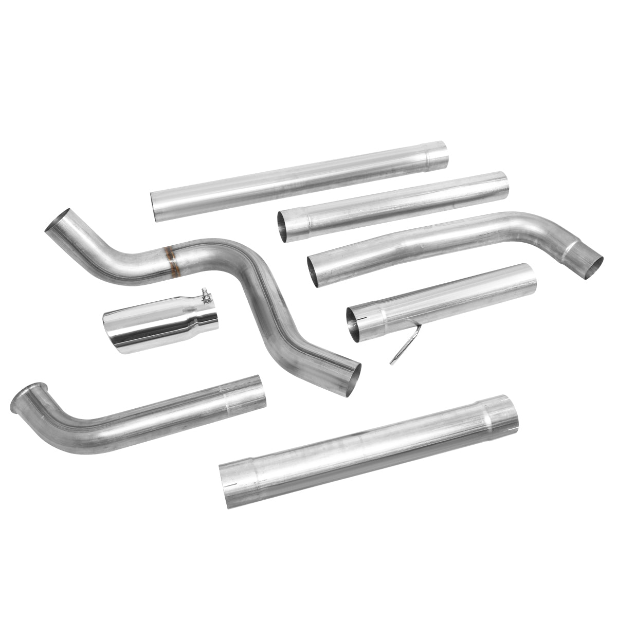 TUBERIA CATBACK CATBACK - 03-07 FORD F-250 6.0L TURBO DIESEL / 03-07 FORD F-350 6.0L TURBO DIESEL - SINGLE TIP - STRAIGHT PIPE - STAINLESS STEEL